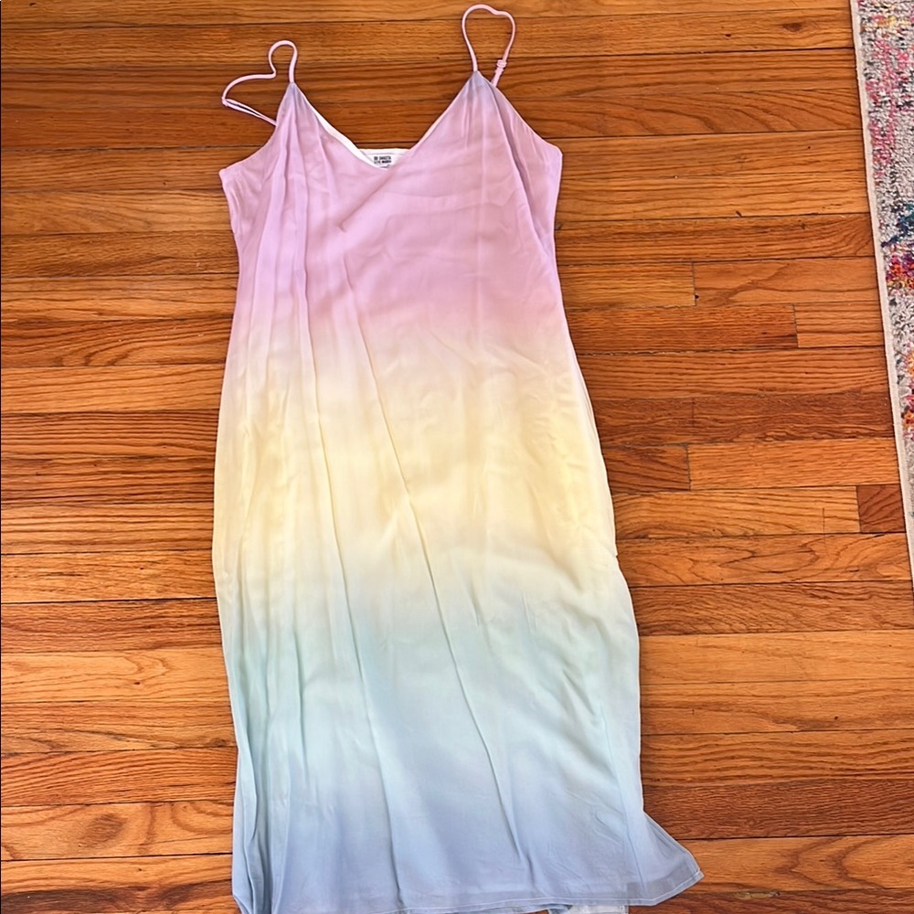 BB Dakota by Steve Madden Pastel Ombre Midi Dress in Pink, Yellow, Blue